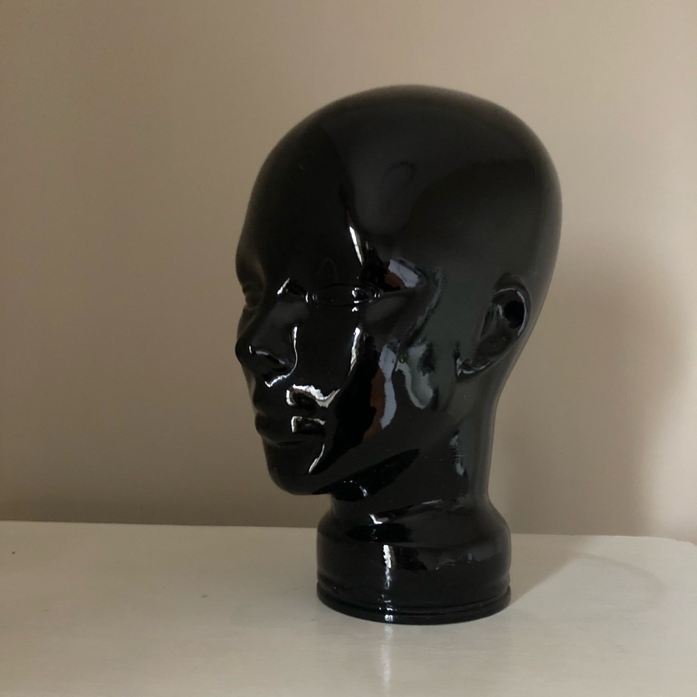Vtg Black Glass Mannequin Head - Picture 2 of 15